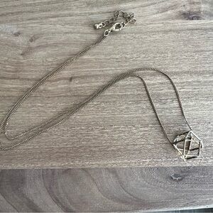Gold Tone Geometric Pendant With Curb Chain Necklace